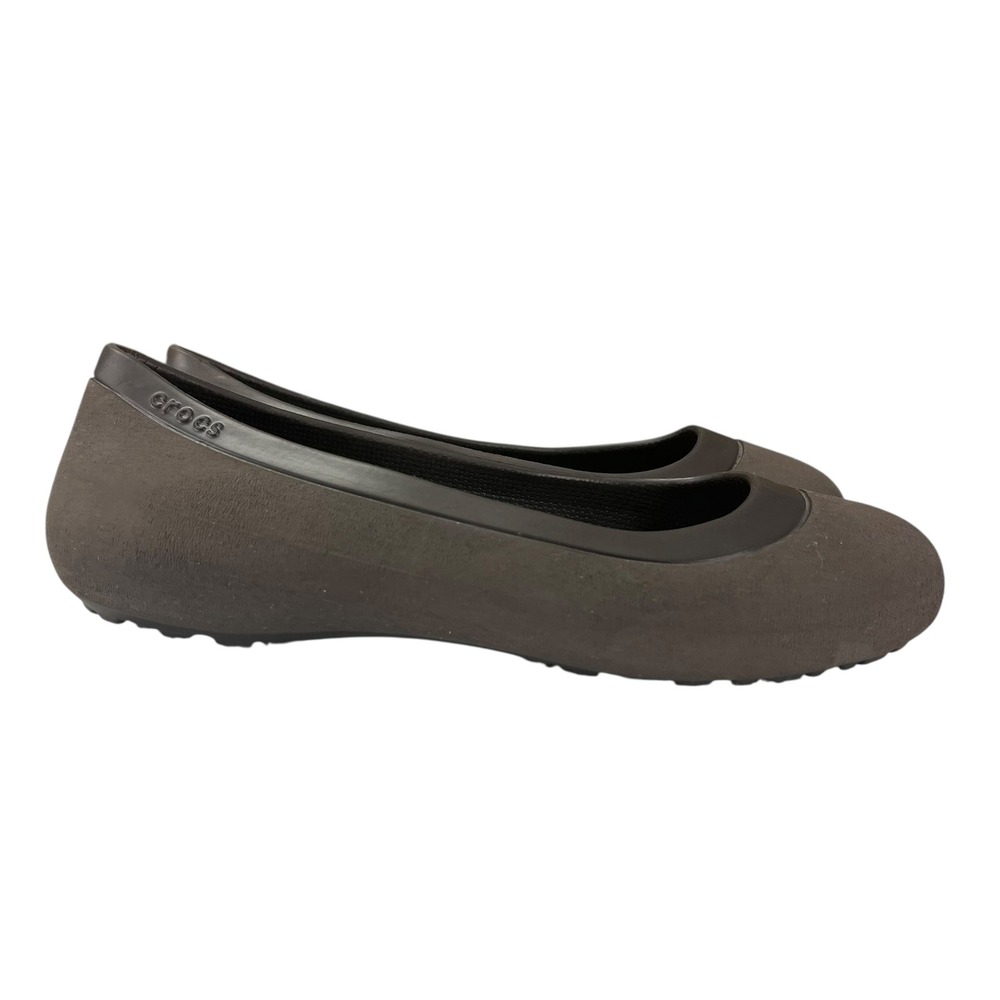 Crocs Olivia II Faux Fur Insole Ballet Flats Brown Womens 8‎ Comfortable Shoes